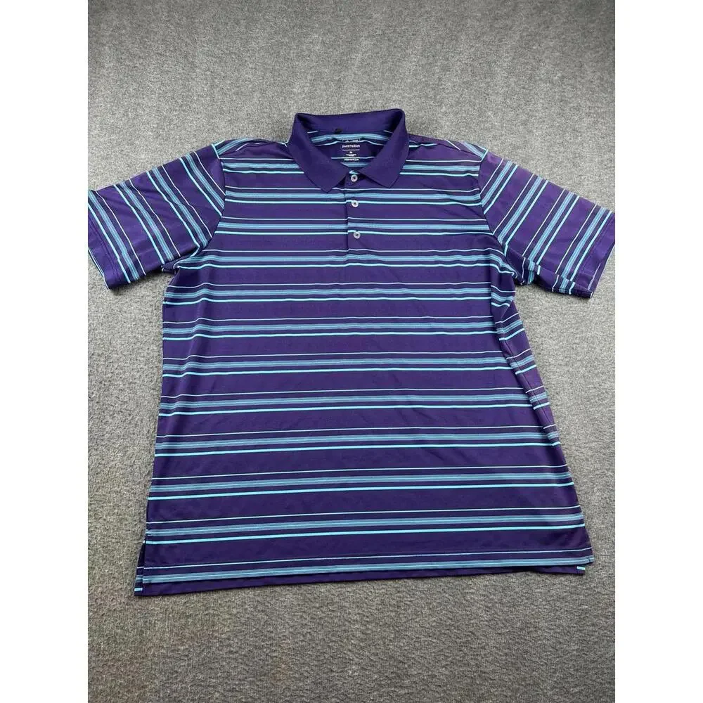 Adidas Mens Purple Striped Polo Shirt Size XL